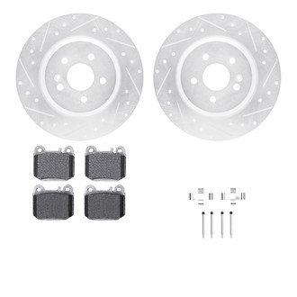 R1 Concepts® - Drilled and Slotted Rear Brake Kit with Semi-Metalic Pads