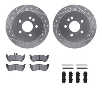 R1 Concepts® - Drilled and Slotted Rear Brake Kit with Semi-Metalic Pads
