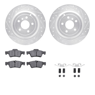R1 Concepts® - Drilled and Slotted Rear Brake Kit with Semi-Metalic Pads