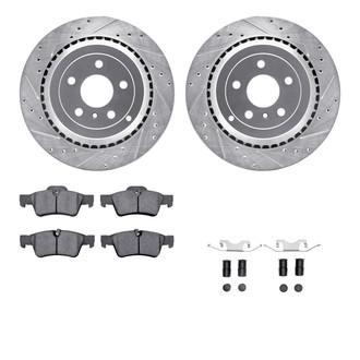 R1 Concepts® - Drilled and Slotted Rear Brake Kit with Semi-Metalic Pads