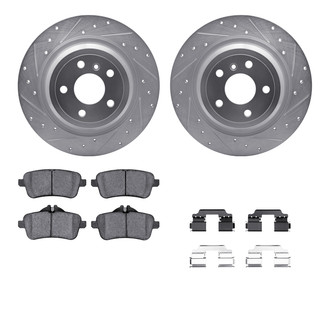 R1 Concepts® - Drilled and Slotted Rear Brake Kit with Semi-Metalic Pads