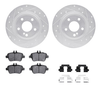 R1 Concepts® - Drilled and Slotted Rear Brake Kit with Semi-Metalic Pads