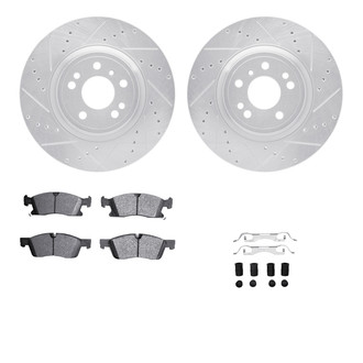 R1 Concepts® - Drilled and Slotted Front Brake Kit with Semi-Metalic Pads