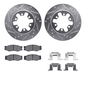 R1 Concepts® - Drilled and Slotted Front Brake Kit with Semi-Metalic Pads