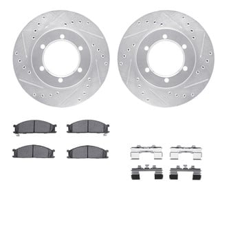 R1 Concepts® - Drilled and Slotted Front Brake Kit with Semi-Metalic Pads