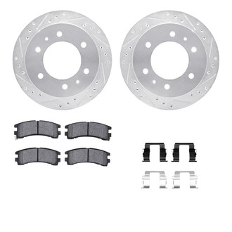 R1 Concepts® - Drilled and Slotted Rear Brake Kit with Semi-Metalic Pads