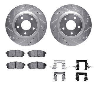R1 Concepts® - Drilled and Slotted Front Brake Kit with Semi-Metalic Pads