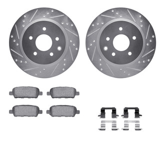 R1 Concepts® - Drilled and Slotted Rear Brake Kit with Semi-Metalic Pads