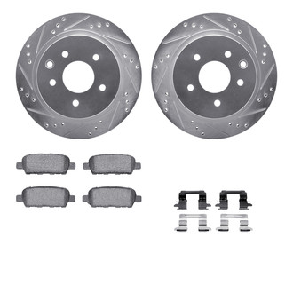 R1 Concepts® - Drilled and Slotted Rear Brake Kit with Semi-Metalic Pads