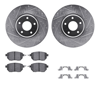 R1 Concepts® - Drilled and Slotted Front Brake Kit with Semi-Metalic Pads