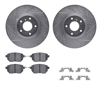 R1 Concepts® - Drilled and Slotted Front Brake Kit with Semi-Metalic Pads