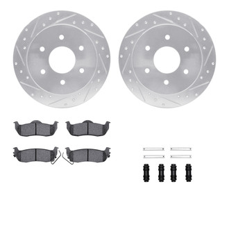 R1 Concepts® - Drilled and Slotted Rear Brake Kit with Semi-Metalic Pads