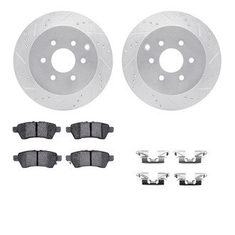 R1 Concepts® - Drilled and Slotted Rear Brake Kit with Semi-Metalic Pads