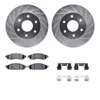 R1 Concepts® - Drilled and Slotted Front Brake Kit with Semi-Metalic Pads