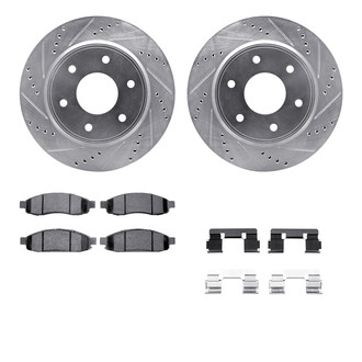 R1 Concepts® - Drilled and Slotted Front Brake Kit with Semi-Metalic Pads