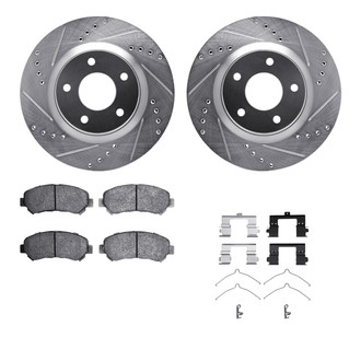 R1 Concepts® - Drilled and Slotted Front Brake Kit with Semi-Metalic Pads