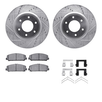 R1 Concepts® - Drilled and Slotted Front Brake Kit with Semi-Metalic Pads