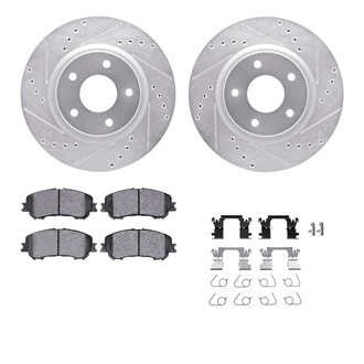 R1 Concepts® - Drilled and Slotted Front Brake Kit with Semi-Metalic Pads