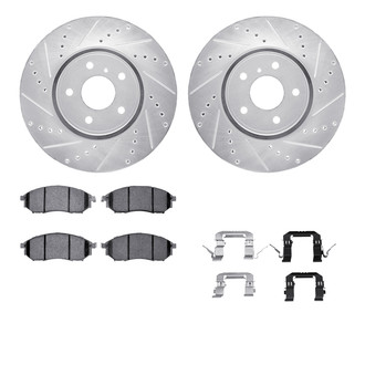 R1 Concepts® - Drilled and Slotted Front Brake Kit with Semi-Metalic Pads