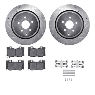 R1 Concepts® - Drilled and Slotted Rear Brake Kit with Semi-Metalic Pads