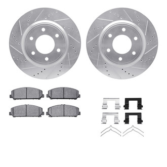R1 Concepts® - Drilled and Slotted Front Brake Kit with Semi-Metalic Pads