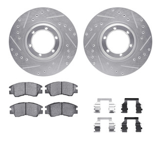 R1 Concepts® - Drilled and Slotted Front Brake Kit with Semi-Metalic Pads