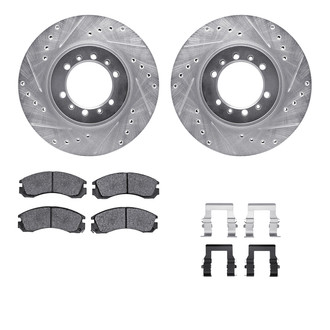 R1 Concepts® - Drilled and Slotted Front Brake Kit with Semi-Metalic Pads