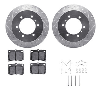 R1 Concepts® - Drilled and Slotted Rear Brake Kit with Semi-Metalic Pads