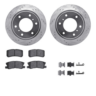 R1 Concepts® - Drilled and Slotted Rear Brake Kit with Semi-Metalic Pads