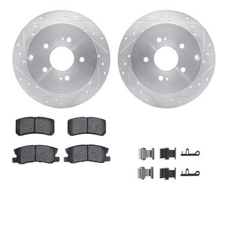 R1 Concepts® - Drilled and Slotted Rear Brake Kit with Semi-Metalic Pads