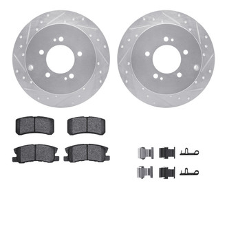 R1 Concepts® - Drilled and Slotted Rear Brake Kit with Semi-Metalic Pads