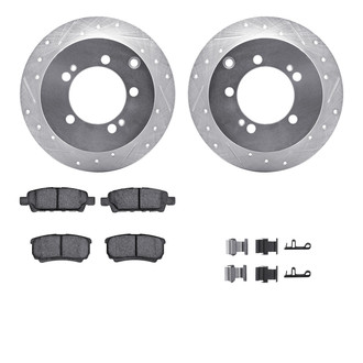 R1 Concepts® - Drilled and Slotted Rear Brake Kit with Semi-Metalic Pads