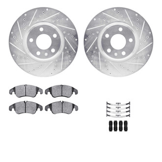 R1 Concepts® - Drilled and Slotted Front Brake Kit with Semi-Metalic Pads