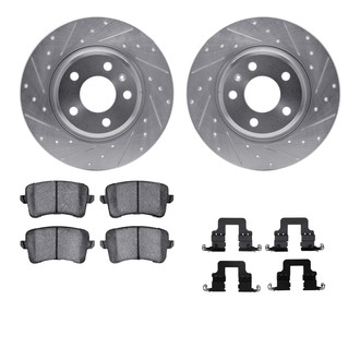 R1 Concepts® - Drilled and Slotted Rear Brake Kit with Semi-Metalic Pads