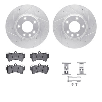 R1 Concepts® - Drilled and Slotted Front Brake Kit with Semi-Metalic Pads