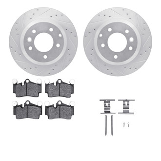 R1 Concepts® - Drilled and Slotted Rear Brake Kit with Semi-Metalic Pads