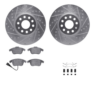 R1 Concepts® - Drilled and Slotted Front Brake Kit with Semi-Metalic Pads