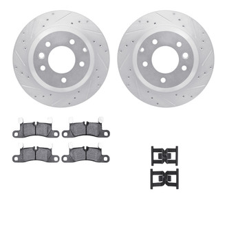 R1 Concepts® - Drilled and Slotted Rear Brake Kit with Semi-Metalic Pads