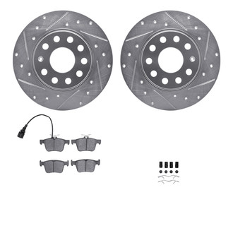 R1 Concepts® - Drilled and Slotted Rear Brake Kit with Semi-Metalic Pads
