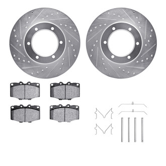 R1 Concepts® - Drilled and Slotted Front Brake Kit with Semi-Metalic Pads