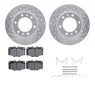 R1 Concepts® - Drilled and Slotted Front Brake Kit with Semi-Metalic Pads