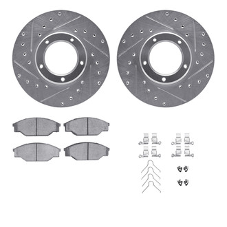R1 Concepts® - Drilled and Slotted Front Brake Kit with Semi-Metalic Pads