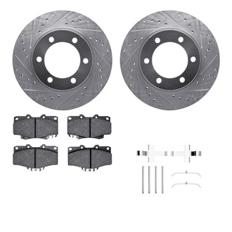 R1 Concepts® - Drilled and Slotted Front Brake Kit with Semi-Metalic Pads