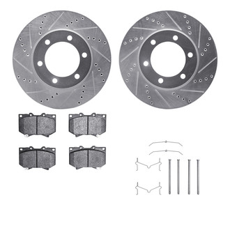 R1 Concepts® - Drilled and Slotted Front Brake Kit with Semi-Metalic Pads