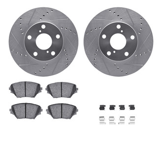 R1 Concepts® - Drilled and Slotted Front Brake Kit with Semi-Metalic Pads
