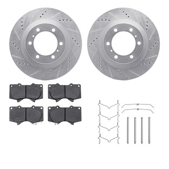 R1 Concepts® - Drilled and Slotted Front Brake Kit with Semi-Metalic Pads