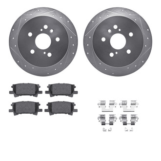 R1 Concepts® - Drilled and Slotted Rear Brake Kit with Semi-Metalic Pads