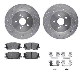 R1 Concepts® - Drilled and Slotted Front Brake Kit with Semi-Metalic Pads