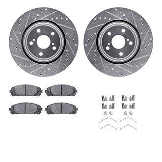 R1 Concepts® - Drilled and Slotted Front Brake Kit with Semi-Metalic Pads