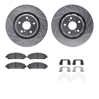 R1 Concepts® - Drilled and Slotted Front Brake Kit with Semi-Metalic Pads